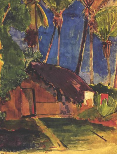 Capanna di paglia sotto le palme da Paul Gauguin